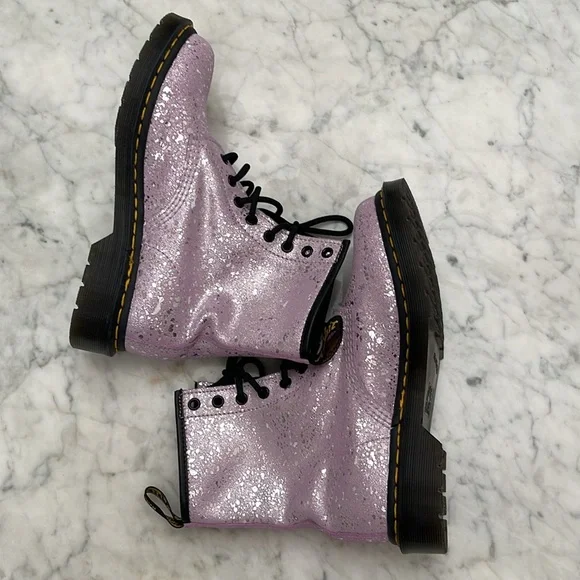 Dr. Marten metallic paint splatter suede shoes size 8 - Picture 4 of 9